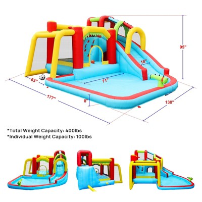  NAYSAYE Above Ground Pool Inflatable Water Park Slide Bounce House Multi Activity For Outdoor Use, Multicolor, 15.5"*15.30"*29.50"