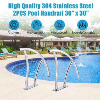  Pool Rails , Pool Handrails For Inground Pool 304 Stainless Steel Big Load Capacity Rustproof With Blue Grip Cover & Accessories