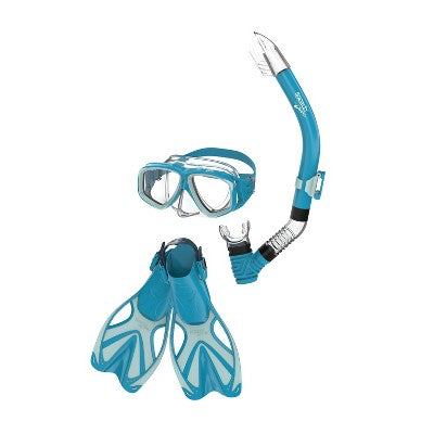  Speedo Junior Mask Snorkel And Fin Set - Turquoise/Gray