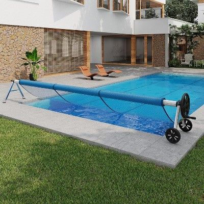  Heavy-Duty Aluminum Pool Cover Reel System, Rust-Resistant Frame With Upgraded Bearings, Designed For Inground Pools, Easy Rolling Operation
