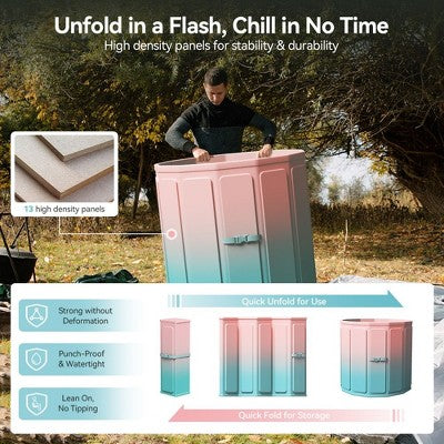  WARMOUNTS 77 Gallon Foldable Cold Plunge Tub With 5-Layer Insulation For Hot & Cold Therapy