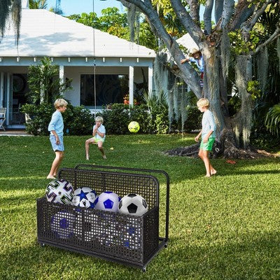  Poolside Rattan Storage Box With Rolling Wheels | 43.3" L X 22.5" W X 28.7" H | Versatile For Poolsides