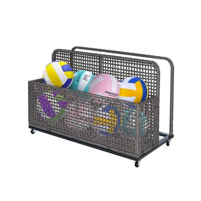  Outdoor Wicker Patio Pool Float Storage Basket PE Rattan With Rolling Wheels For Floaties, Life Vests, Beach Balls, Toys, And Patio Furniture