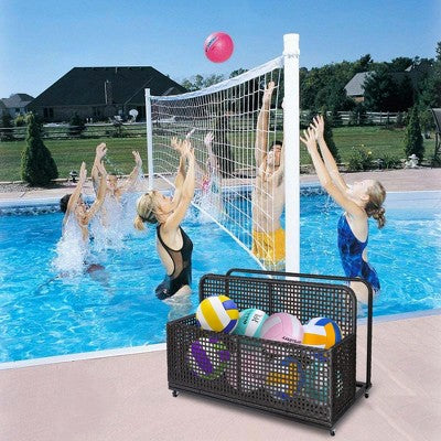  Poolside Rattan Storage Box With Rolling Wheels | 43.3" L X 22.5" W X 28.7" H | Versatile For Poolsides