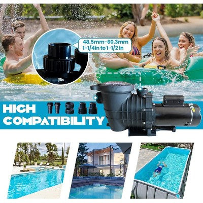  1.5HP Variable Speed Pool Pump 220V – 2-Speed Energy-Saving Motor, 3000-8000 GPH High Flow