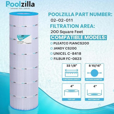  Poolzilla Replacement Pool Filter For Jandy CS200, PJANCS200, R0462400, Unicel C-8418, Filbur FC-0823, Aladdin 35002, 200