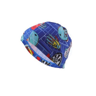  Unique Bargains Polyester Football Pattern Swim Cap 5.91"x8.27" Blue Red 1 Pc