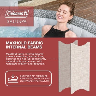  Coleman SaluSpa Sicily AirJet 7 Person Inflatable Hot Tub Round Portable Outdoor Spa With 180 Soothing AirJets And Insulated Cover, Gray