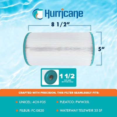  Hurricane 3 Pack HF4H935-01 Advanced Pool And Spa Filter Cartridge Replacement For PWW35L, Unicel 4CH-935, Filbur FC-0820, White