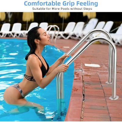  2/3/4/5 Step Inground Pool Ladder – 304 Stainless Steel Swimming Pool Steps With Non-Slip Treads, Heavy-Duty Ladde