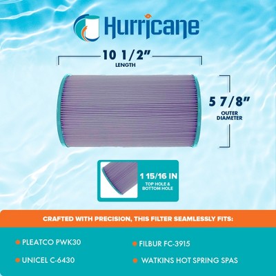  Hurricane 4 Pack HF6430-01P Platinum Purple Spa Filter Cartridge Replacement For PWK30, Unicel C-6430, Filbur FC-3915, Watkins Hot Spring Spas
