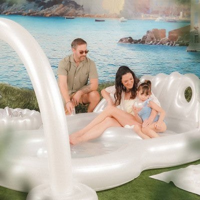  MINNIDIP Exclusive Resort Collection Sprinkler Play Center 80 Gal Novelty Kiddie Pool - Iridescent Pearl: PVC Inflatable Water Fun For Ages 3+
