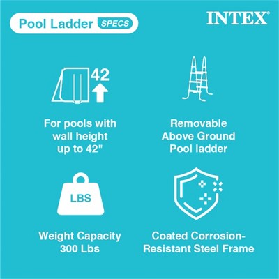  Intex Above Ground Steel Frame Swimming Pool Ladder For 42-In. Wall Height Pools