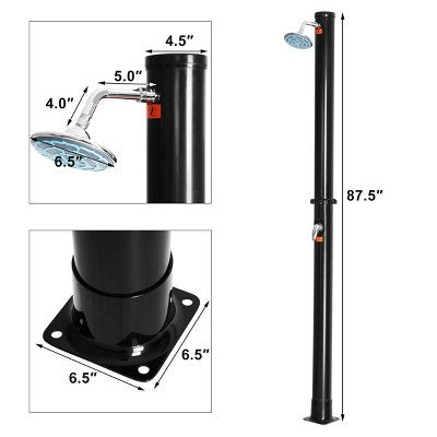  Tangkula 7.2 FT Solar Heated Shower Spa Poolside Beach Hot/Cold Base 5.5 Gallon Outdoor