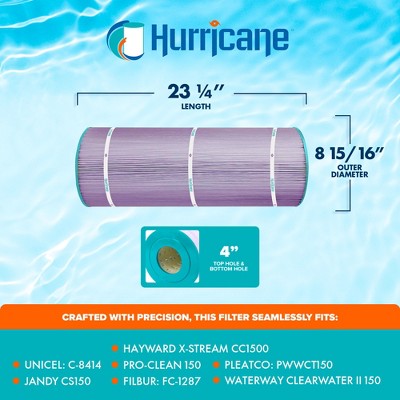  Hurricane Filters - HF8414-01P 2 Pack Platinum Purple Pool Filter Cartridge - Replacement For PWWCT150, Unicel C-8414, Filbur FC-1287, Waterway