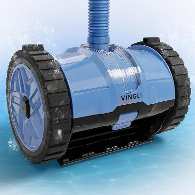  VINGLI Automatic Suction-Side Pool Vacuum Cleaner, Powerful Wall-Climbing Sweeper For Inground Pools, Includes 39.6ft Tangle-Free Hose (Blue&White)