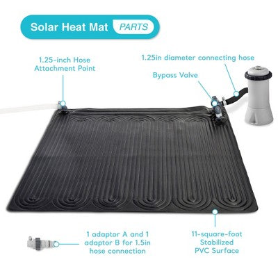 Intex Solar Mat Water Heater - Black Bundled W/ Wall-Mounted Automatic Skimmer