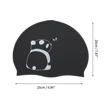  Unique Bargains Silicone Animal Pattern Swim Cap Black White 1 Pc