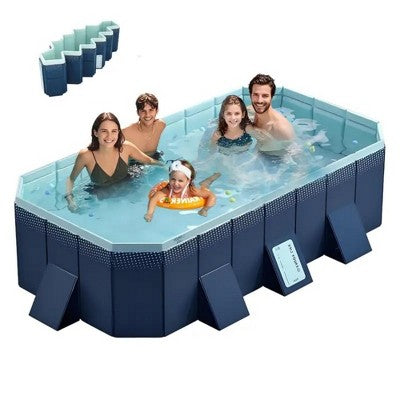  NAYSAYE Above Ground Pool PVC Folding Pool Durable Compact Design For Outdoor Patio Garden Use, Blue, 76.62"*53.93"*17.71"