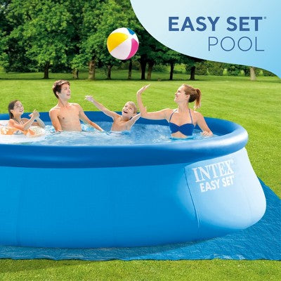  Intex 15ft X 48in Easy Set Above Ground Inflatable Pool W/ Pump And Solar Cover