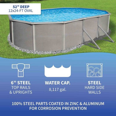  Blue Wave Oval 144"x288" Belize Steel Wall Pool Package