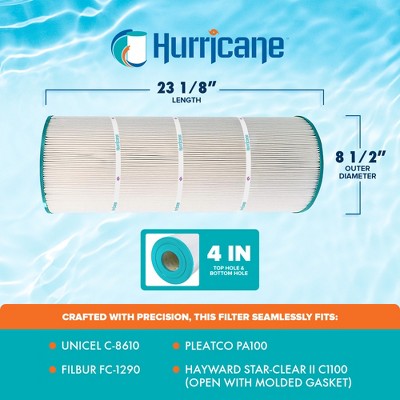  Hurricane 3 Pack HF8610-01 Advanced Pool Filter Cartridge Replacement For PA100, Unicel C-8610, Filbur FC-1290, Hayward Star Clear II C1100