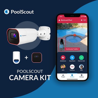  PoolScout: Pro Pool Security Camera & Alarm, Wired, Drowning Alert System