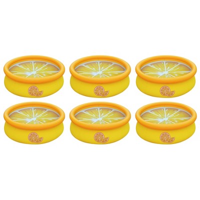  JLeisure Sun Club 3D Orange 5 Foot Round Easy To Set Up Above Ground Inflatable Kiddie Swimming Pool With Built In Drain Plug, 6 Pack, Orange