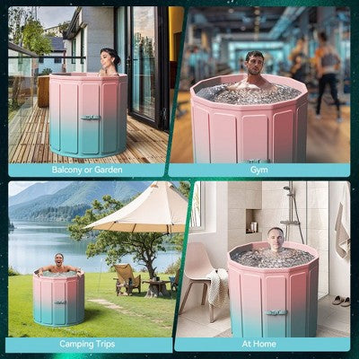  WARMOUNTS 77 Gallon Foldable Cold Plunge Tub With 5-Layer Insulation For Hot & Cold Therapy