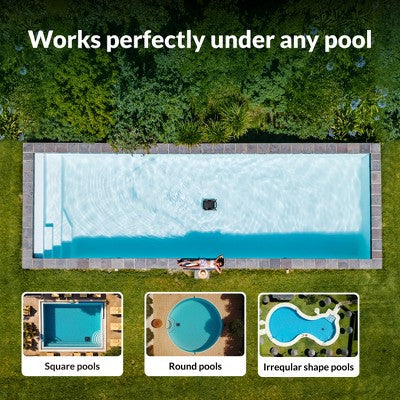  Decksplore Solar-Powered Surface Pool Skimmer Robot - Automatic Floating Cleaner For Leaves/Pollen (Black)