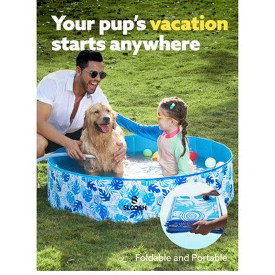  Joyfy 48/63" Foldable Dog Pet Pool, Portable Thick PVC Kiddie Pool, Kiddie Bathing Tub Indoor Outdoor With Drain For Pets And Backyard Play With Kids