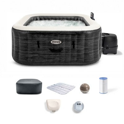  Intex PureSpa Greystone Deluxe Spa Set, 170 Bubble Jet Hot Tub With Cover