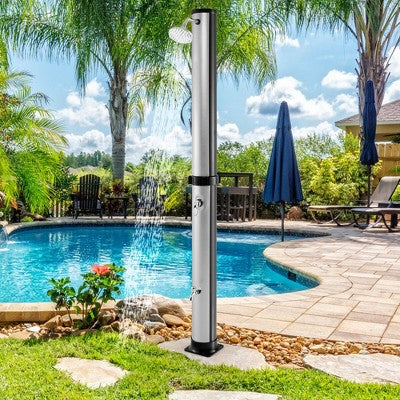  Tangkula 7.2 Ft 10 Gallon 2-Section Outdoor Solar-Heated Shower W/ Free-Rotating Shower Head