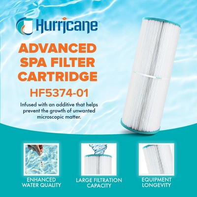  Hurricane HF5374-01 Advanced Spa Filter Cartridge For PLBS75 Unicel C-5374, Filbur FC-2971, Rainbow, Waterway, Leisure Bay, S2/G2 Spa 75