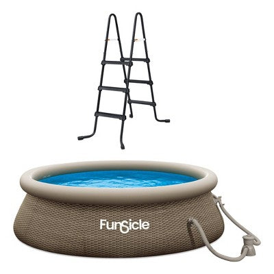  Funsicle SureStep 36 Inch 3 Stair Plastic Lightweight Above Ground Pool Ladder With QuickSet 10' X 30" Durable Ring Top Above Ground Swimming Pool