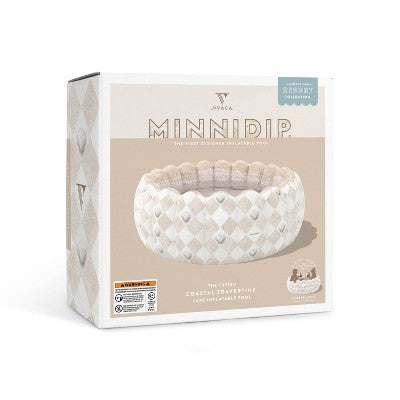  MINNIDIP Exclusive Resort Collection Tufted Pool 125 Gal Novelty Kiddie Pool - Travertine Shells: PVC Inflatable With Drain Plug