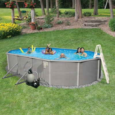  Blue Wave Oval 144"x288" Belize Steel Wall Pool Package
