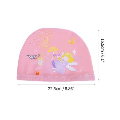  Unique Bargains Kid's Polyester Cartoon Figure Swim Cap Pink 1 Pc
