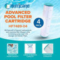  Hurricane 4 Pack HF7489-04 Advanced Pool Filter Cartridge For PA112, Unicel C-7489, Filbur FC-1275, Hayward Super-Star-Clear C-4500, C-4520, CX875XRE