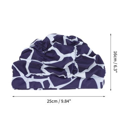  Unique Bargains Nylon Pleated Style Swimming Cap Navy Blue White 1 Pc