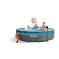  Intex 14' X 42" Clearview Prism Frame Above Ground Pool - Graywood Print: Steel Frame & Vinyl Liner