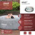  Bestway Coleman Sicily AirJet Inflatable Round Hot Tub With EnergySense Cover & 2 SaluSpa Underwater Non-Slip Pool Spa Seat With Adjustable Legs, Gray