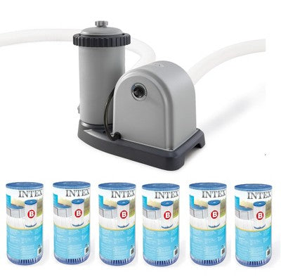  INTEX 2500 GPH Krystal Clear Pool Filter Pump W/ GCFI & 6 Type B Cartridges