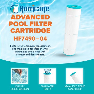  Hurricane Filters 4 Pack HF7490-04 Advanced Pool Filter - USA Made Replacement For Pleatco PA137, Unicel C-7490, Filbur FC-1297, 1380RE, CX1380,