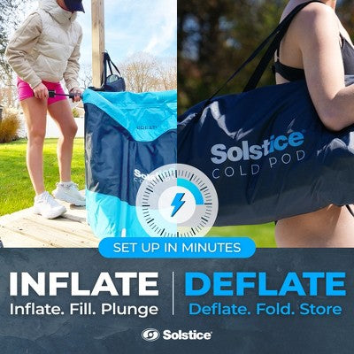  Solstice Cold Pod Indoor Outdoor Plunge Ice Bath Tub, 84.5 Gal Capacity Tank With 3 Reusable Ice Bags, Multi-Layered Insulation And Lid For Athletes