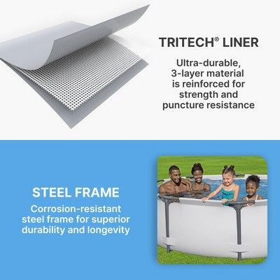  Bestway Steel Pro MAX Inch Round Metal Frame Above Ground Outdoor Backyard Swimming Pool Set With Filter Pump