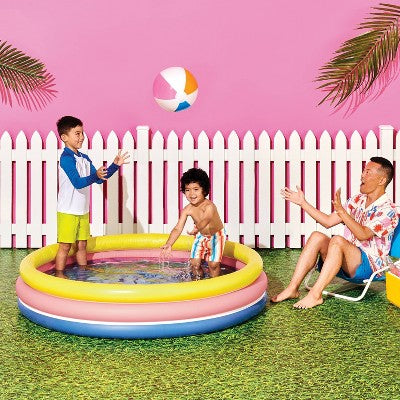  10.63'' X 4.13'' X 15' 3 Ring Pool 105 Gal Round Kiddie Pool - Yellow/Pink/Navy - Sun Squad™