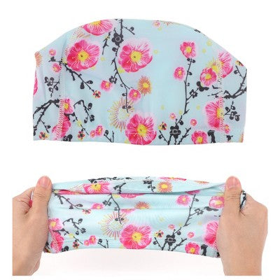  Unique Bargains Elasticity Plum Blossoms Pattern Swim Cap 5.91"x9.25" 1 Pc