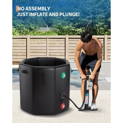  186-Gallon Ice Bath Tub For Athletes, Inflatable Cold Tub-Portable Cold Plunge With Insulated Lid, Fits Water Chillers,Black