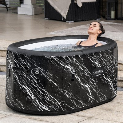  SaluSpa Glacial Dip – Cold Plunge Inflatable Tub, Black Marble, Year-Round Use